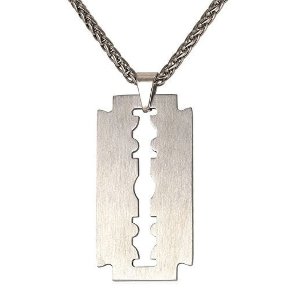 Stainless Steel Punk  Razor Blade Necklace
